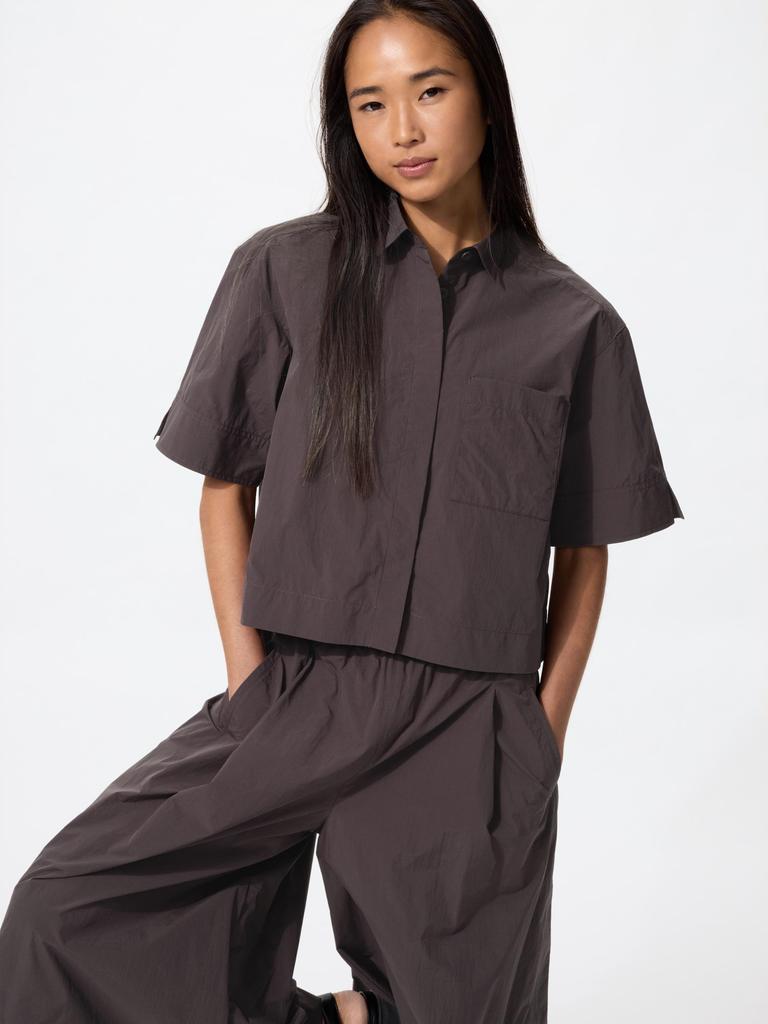 Uniqlo Японская нейлоновая коробчатая короткая рубашка с рукавом 5 минут