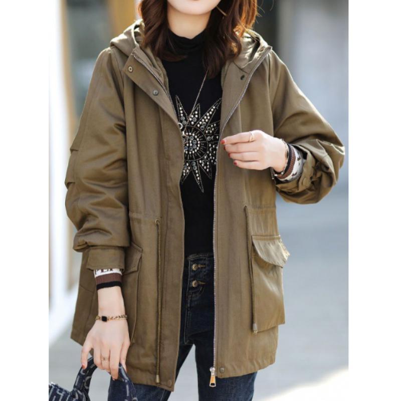 Jacket Women's Jacket Winter Plus Velvet Warm Temperament Hooded Cotton Loose Jacket