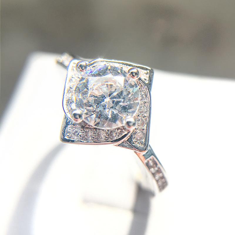 Classic Micro-Set Diamond Craft Women'S Ring Women'S Proposal Wedding Diamond Ring Square Diamond Ring