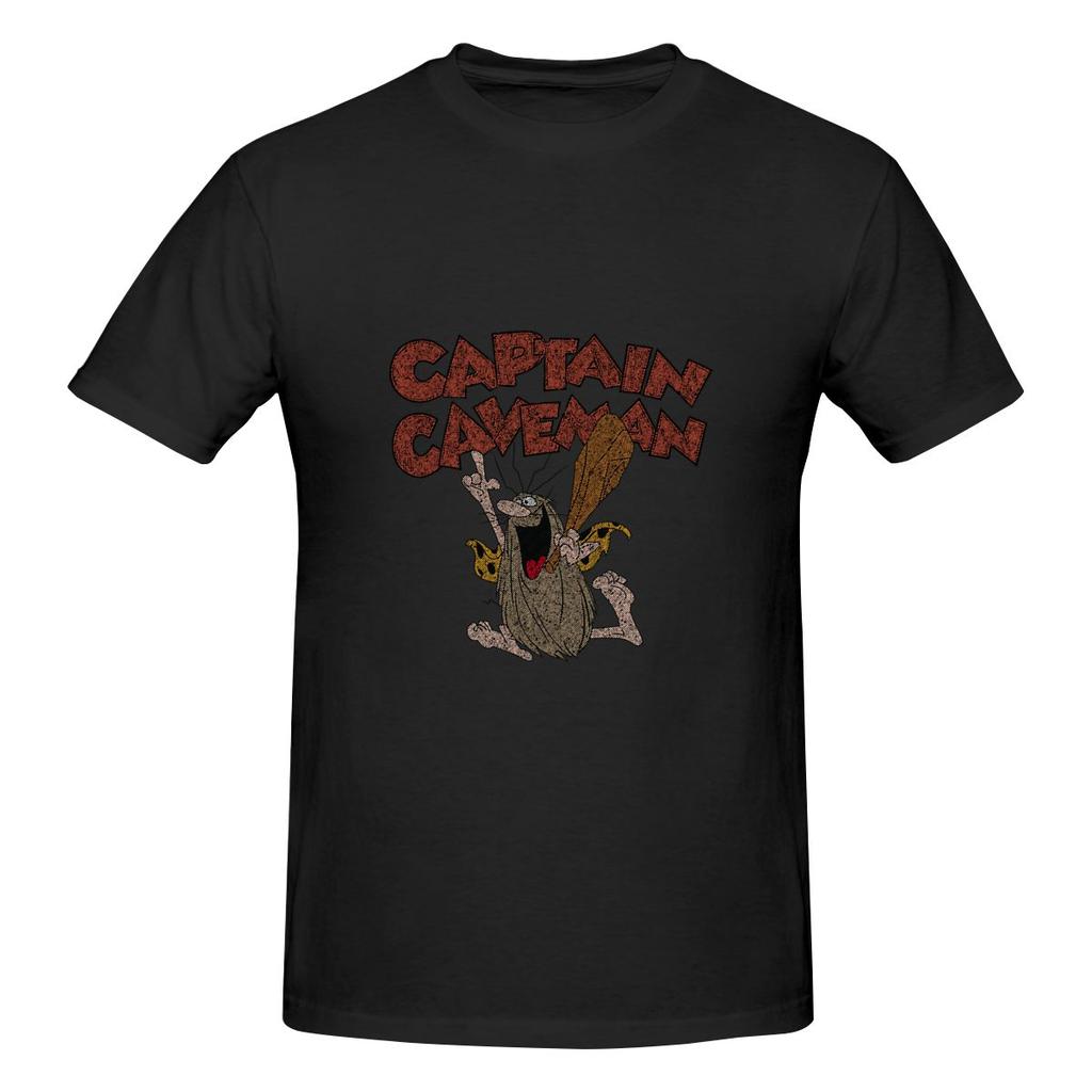 Vintage Captain Caveunisex Casual Tshirt Retro Vibe Fun Prints Short Sleeve