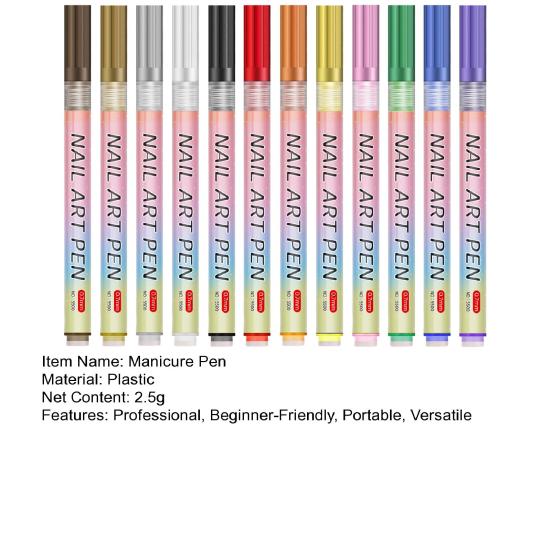 Nail Art Pen Set DIY Plastic Paint Markers for Gel Nails 0.7mm Tip Doodle Drawing Pens Gift for Beginners And Professionals