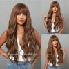 Straight Bangs Long Hair Curly Hair Gradient Brown Fluffy Natural Wig Women Water Ripple