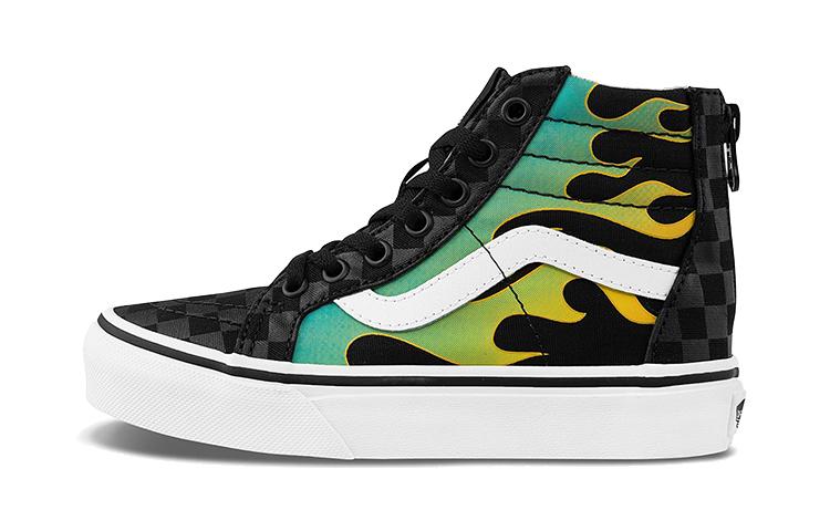 Vans SK8 Молния Высокие Детские Скейтбордические Кроссовки Пламя Черный Дети Возраст 3 7 Лет VN0A4BUXESY