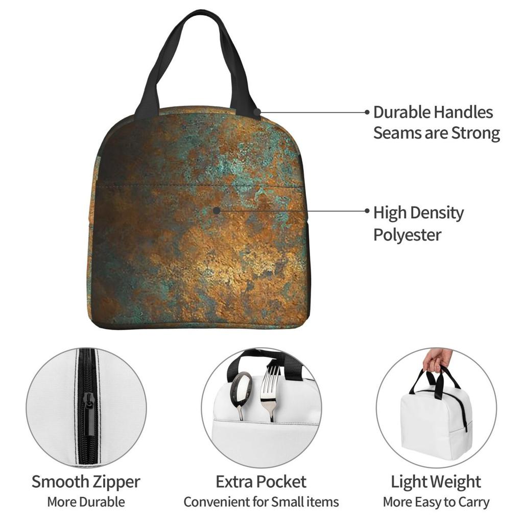 Oxidized Copper Insulated Lunch Bag for Women Children Portable Food Boxes Thermal Lunch Box Tote