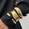 DIEZI 3 Style Exaggerated Wide Cuff Bangles Fashion Hip Hop Gold Silver Color Geometric Metal Bangles For Women Bracelet Men
