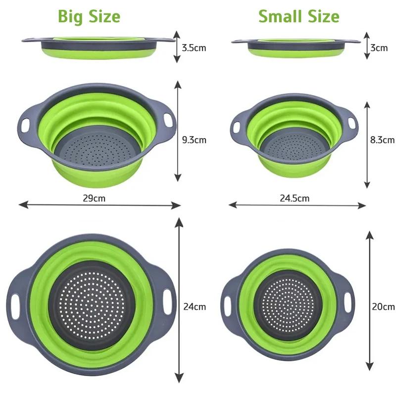 Складное сито Корзина для мытья фруктов и овощей Дуршлаг Сушилка для посуды Силиконовый дуршлаг Складная сушилка Кухонные гаджеты