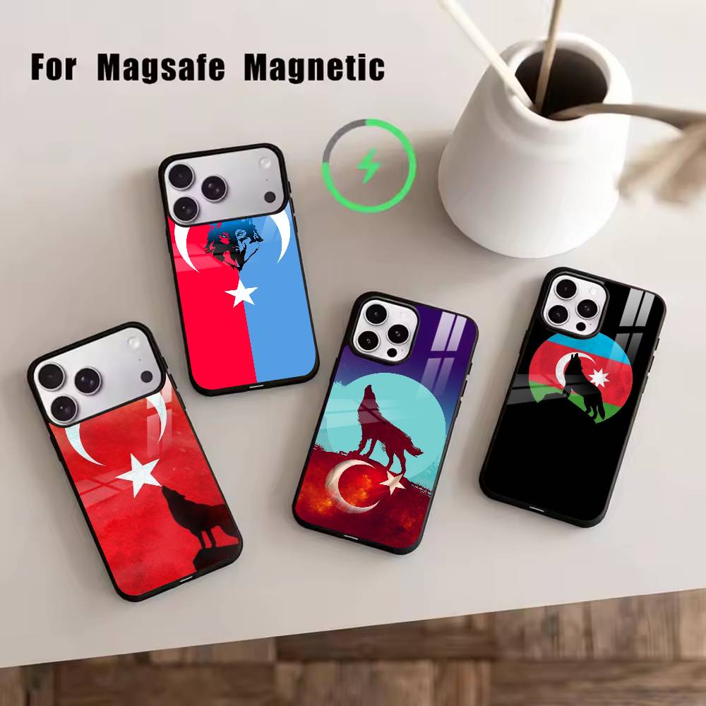 Чехол для телефона Turk Wolf Turkey Flag для iPhone 17, 16, 15, 14, 13, 12, 11 Plus, Pro, Магнитный для Magsafe Беспроводной Зарядки