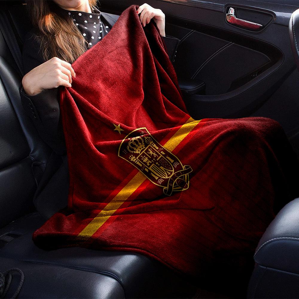 Spain Coat Of Arms Flannel Blanket, Soft Polyester, Modern Design, All-Season for Camping, Travel, Gifts for holidays or birthdays