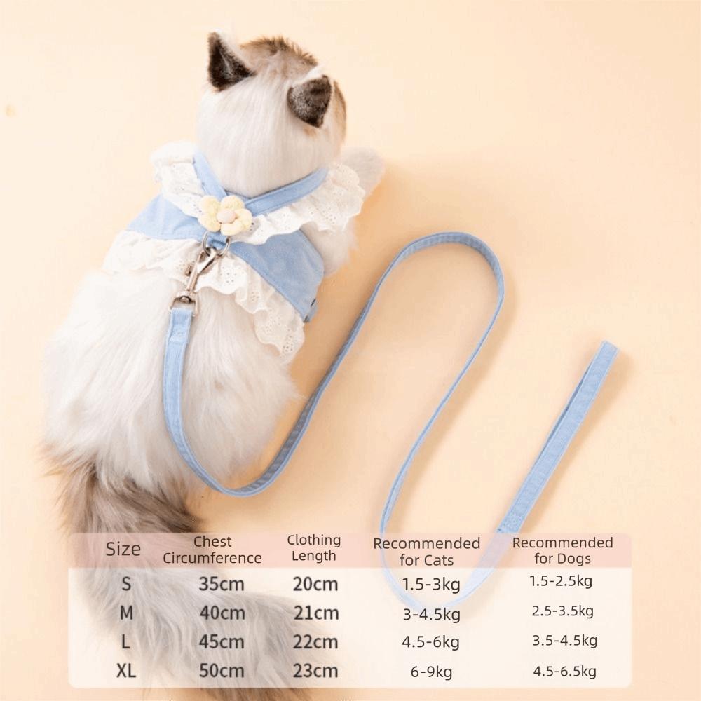 Breathable Vest Type Chest Strap No Pulling Cat Harness Leash Cat Traction Rope Small Dogs Cats