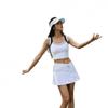 Womens Tennis Skirt Set Sleeveless Sportswear Running Gym Yoga Badminton Outdoor Fitness