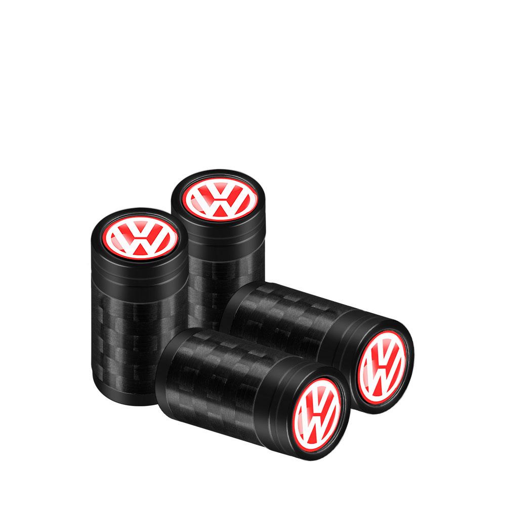 NRYJK1 4PCS Carbon Fiber Car Emblem Wheel Tire Valve Stem Cap Airtight Cover For Volkswagen Vw Tiguan Jetta Mk6 Scirocco GTI Polo 6R R