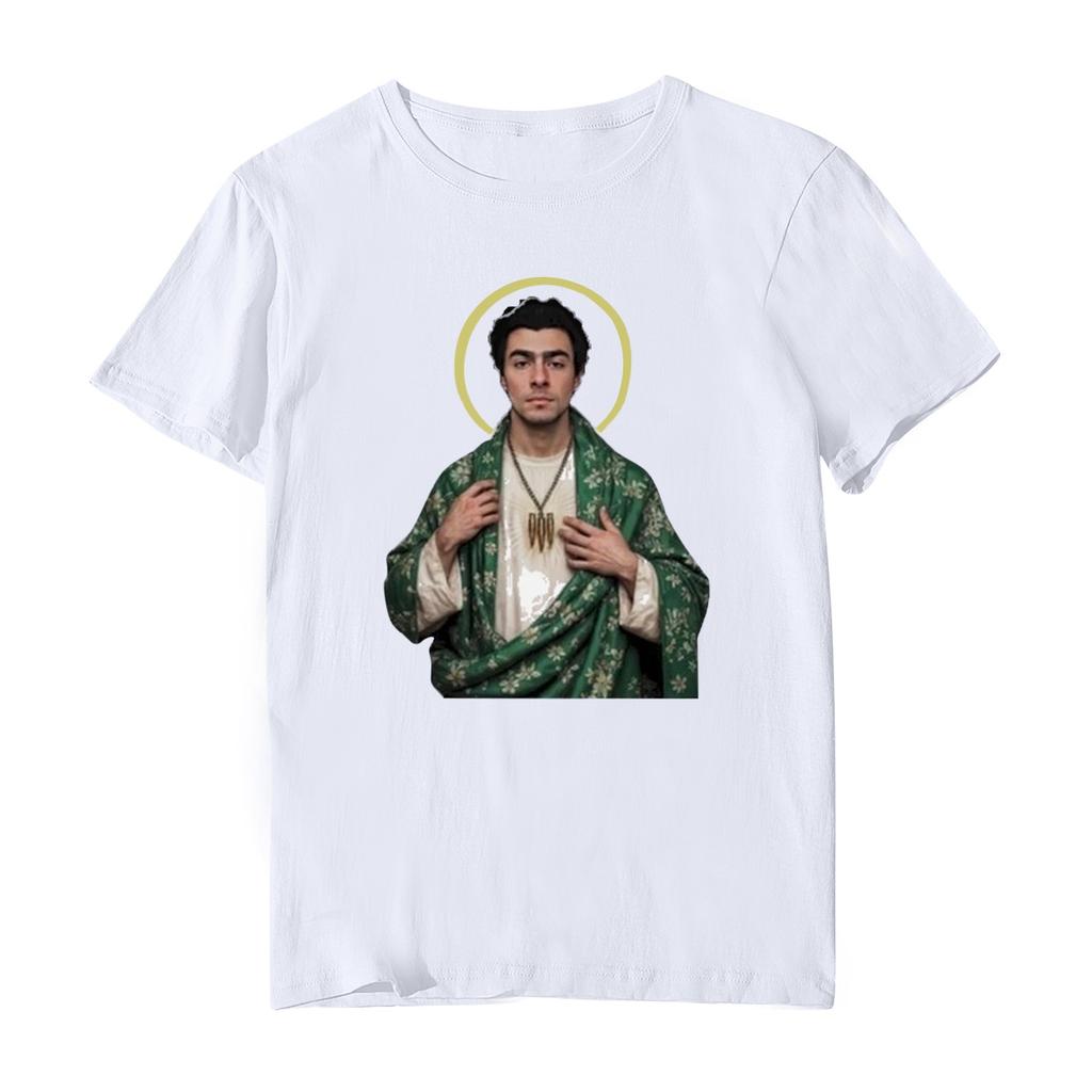 Унисекс Повседневный свободный принтованный свитер с круглым вырезом и коротким рукавом