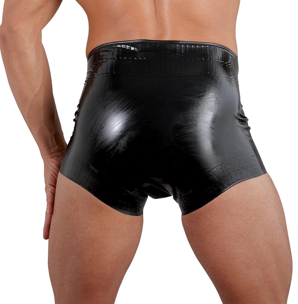 LATE X - Latex High Waist Boxer Shorts with Scalloped Edges Black XL