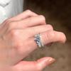 Blue Water Drop Zircon Open Ring for Women Exquisite Retro Irregular Adjustable Finger Ring Sweet Casual Versatile Jewelry Gift