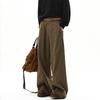 Men's Retro Wide Leg Cargo Pants - American Style, Brown, Loose Fit, for Spring, Autumn, and Winter.