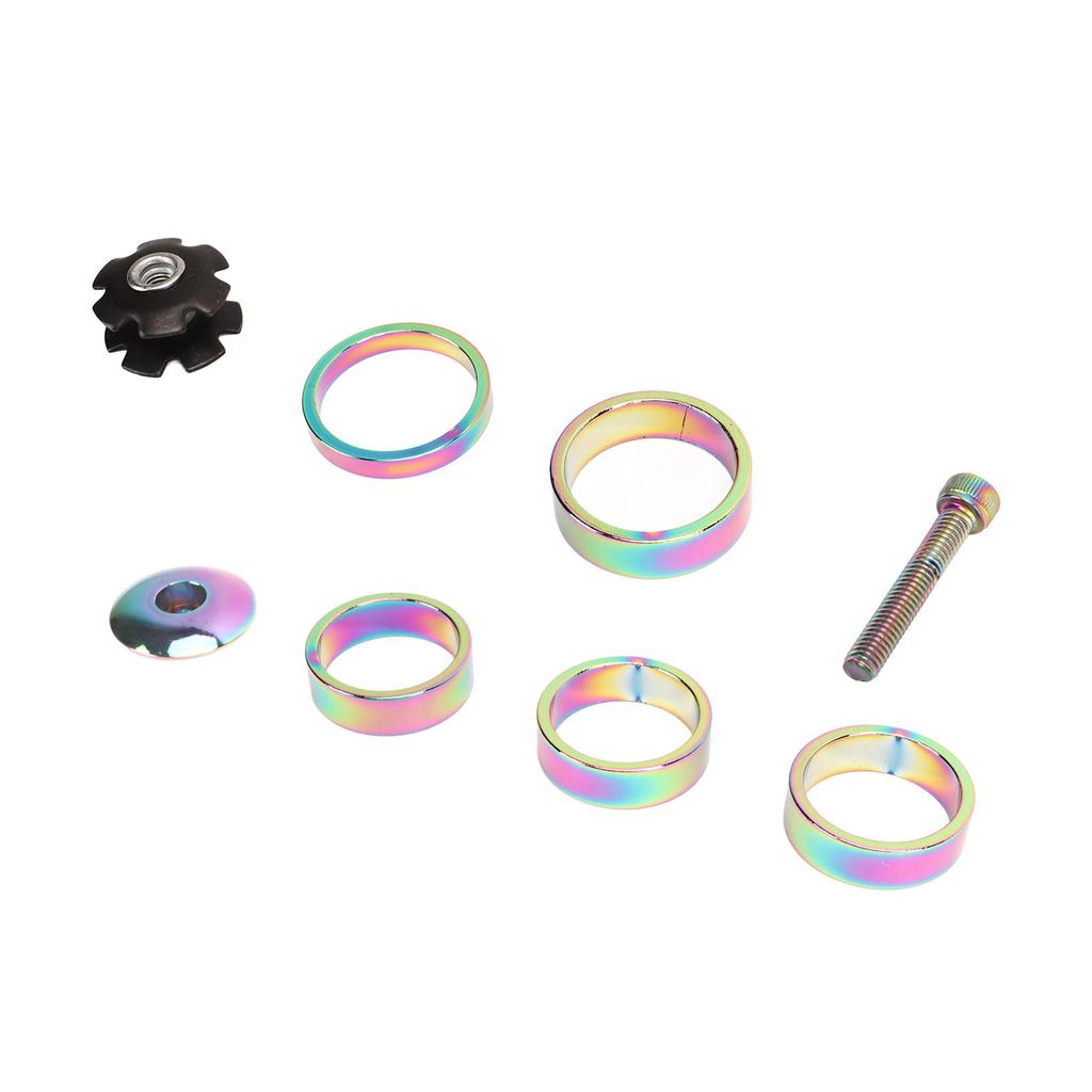 28.6mm Bike Headset Spacers Aluminum Alloy Colorful Stem Top Cap Headset Star Nut Set for Mountain
