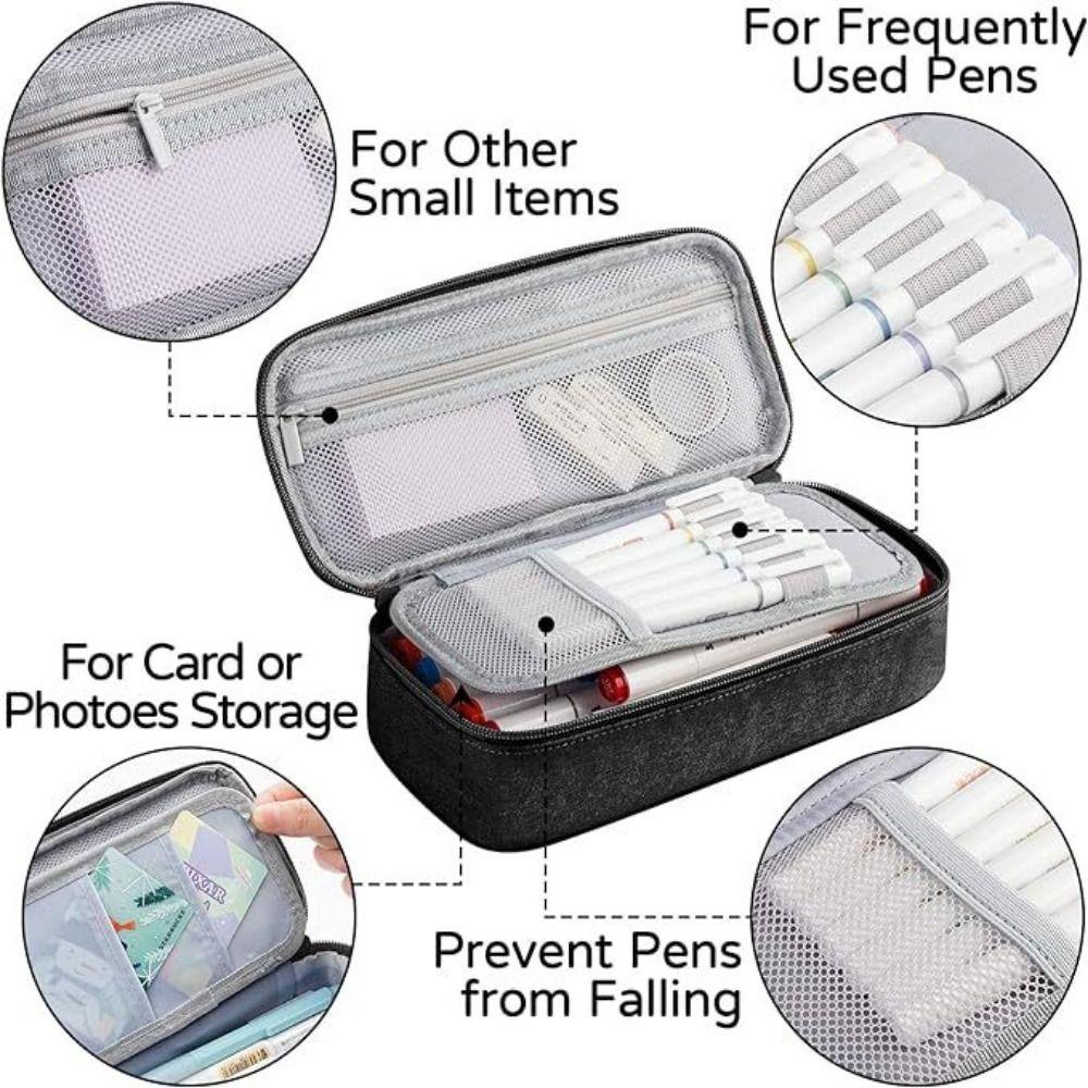 Large Capacity Student Stationary Boxes Double Zipper Pencil Case Pen Bag  Stationery Organizer