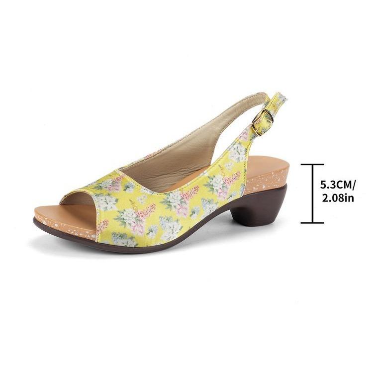 Coarse-heeled Sandals Women's Summer Fish Mouth One-word Buckle Strap Fashionable and Comfortable Sandals