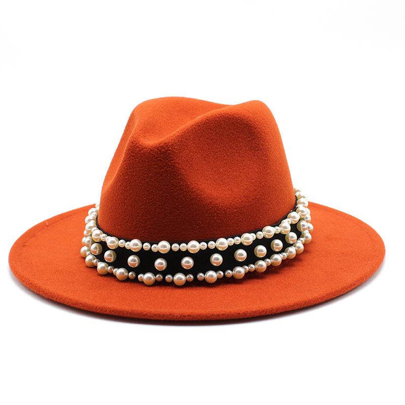 Jazz Hat, Pearl Top Hat, Женская модная мужская и женская шерстяная шляпа