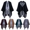 Capispalla Poncho Cardigan In Pelle Vintage Con Collo In Pizzo E Coppe In