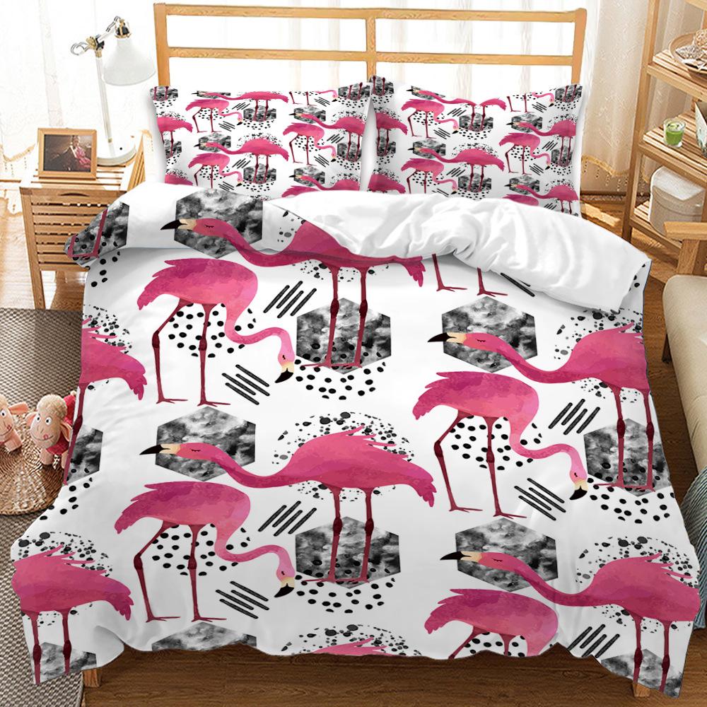 Bed Three-Piece Quilt Cover Ins Wind Animal Pattern Print Kit Home Textile Skin