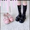 Women Lolita Shoes  New Heart Buckle Platform Mary Jane Shoes Woman Japanese Style Patent Leather Jk Shoes Zapatos De Mujer