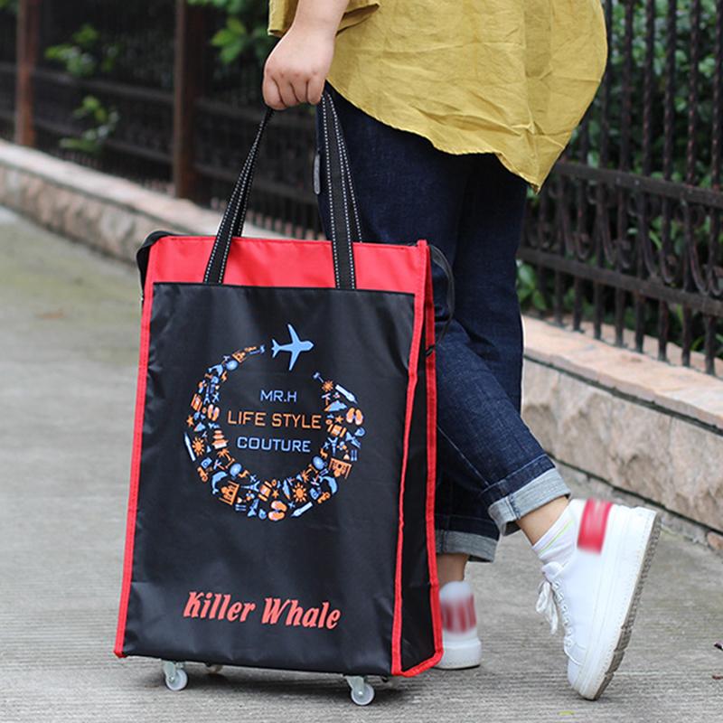 Универсальная сумка на колесах Oxford Spinning Дорожная сумка Женская сумка для покупок Большая вместительная сумка Портативная складная багажная сумка для коротких расстояний