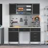 Workbench with Drawers 8 pcs Black Engineered Wood and Steel