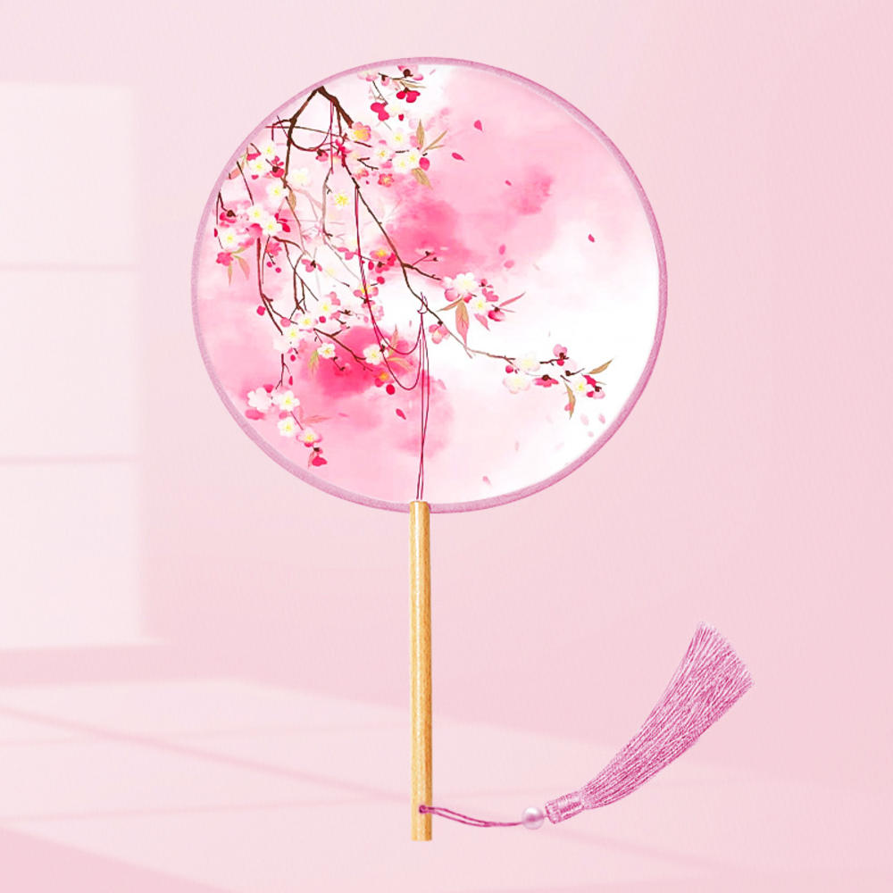Китайский веер оптом полупрозрачный длинный веер с кисточками для танцев женский костюм ханьфу чонсам вышивка маленький круглый веер