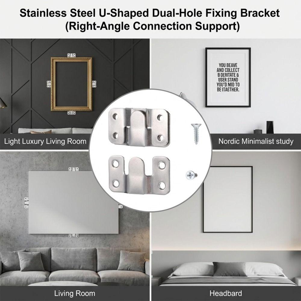 10pcs Stainless Steel Hanging Brackets Interlocking Design Wall Fixing Bracket Home