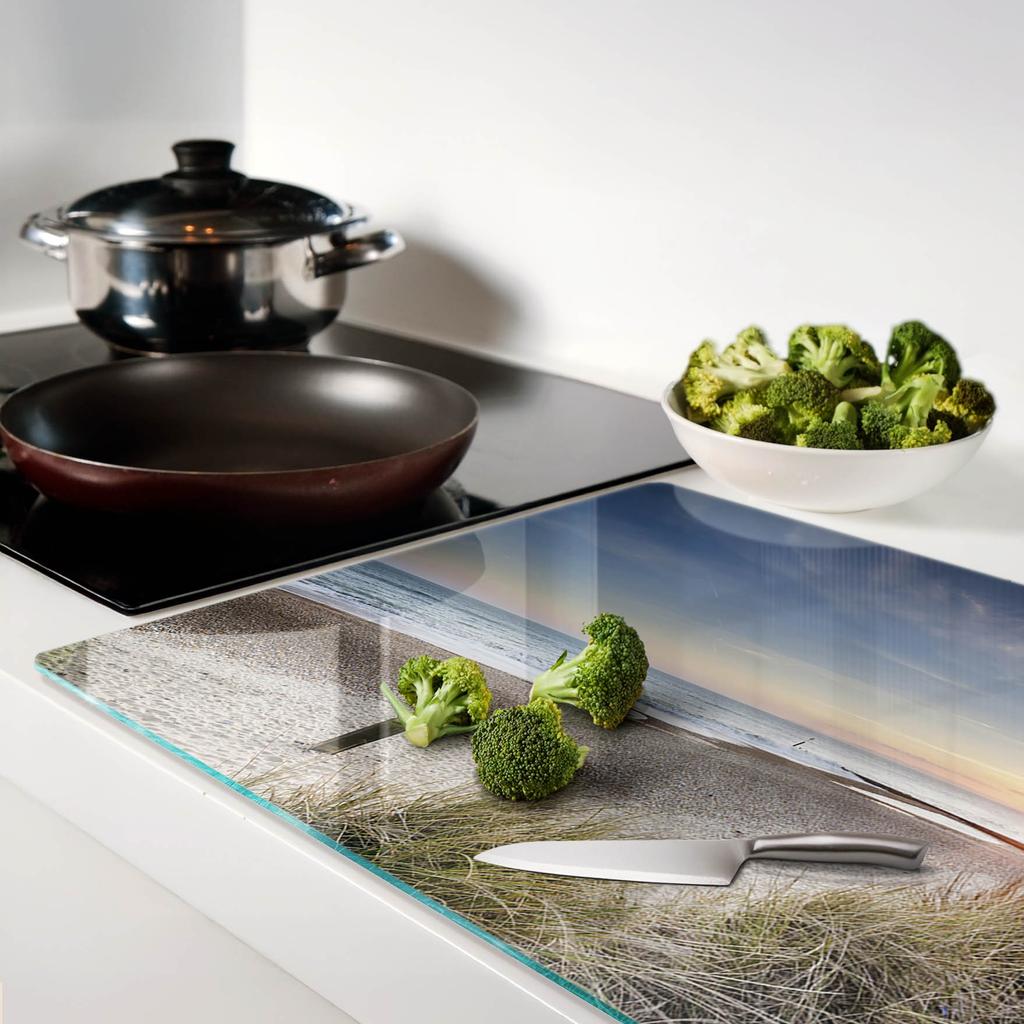 Kitchen Multifunctional Decorative Glass Board Sun and Dunes 80x52 cm