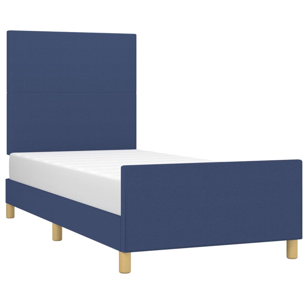 Bed Frame without Mattress Blue 100x200 cm Fabric