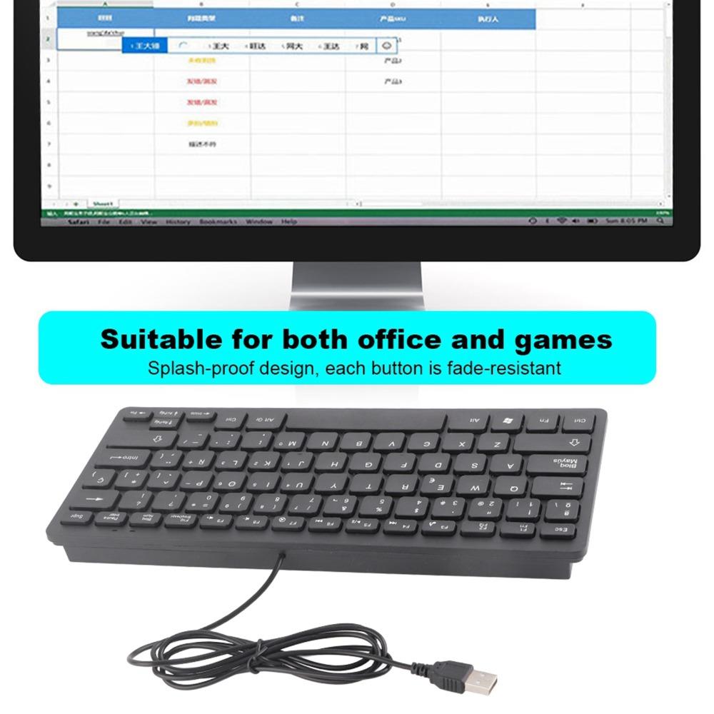 Sensitive Keys USB Wired Keyboard 78 Keys Mini Keyboard Portable Spanish Keyboard Desktop Computer