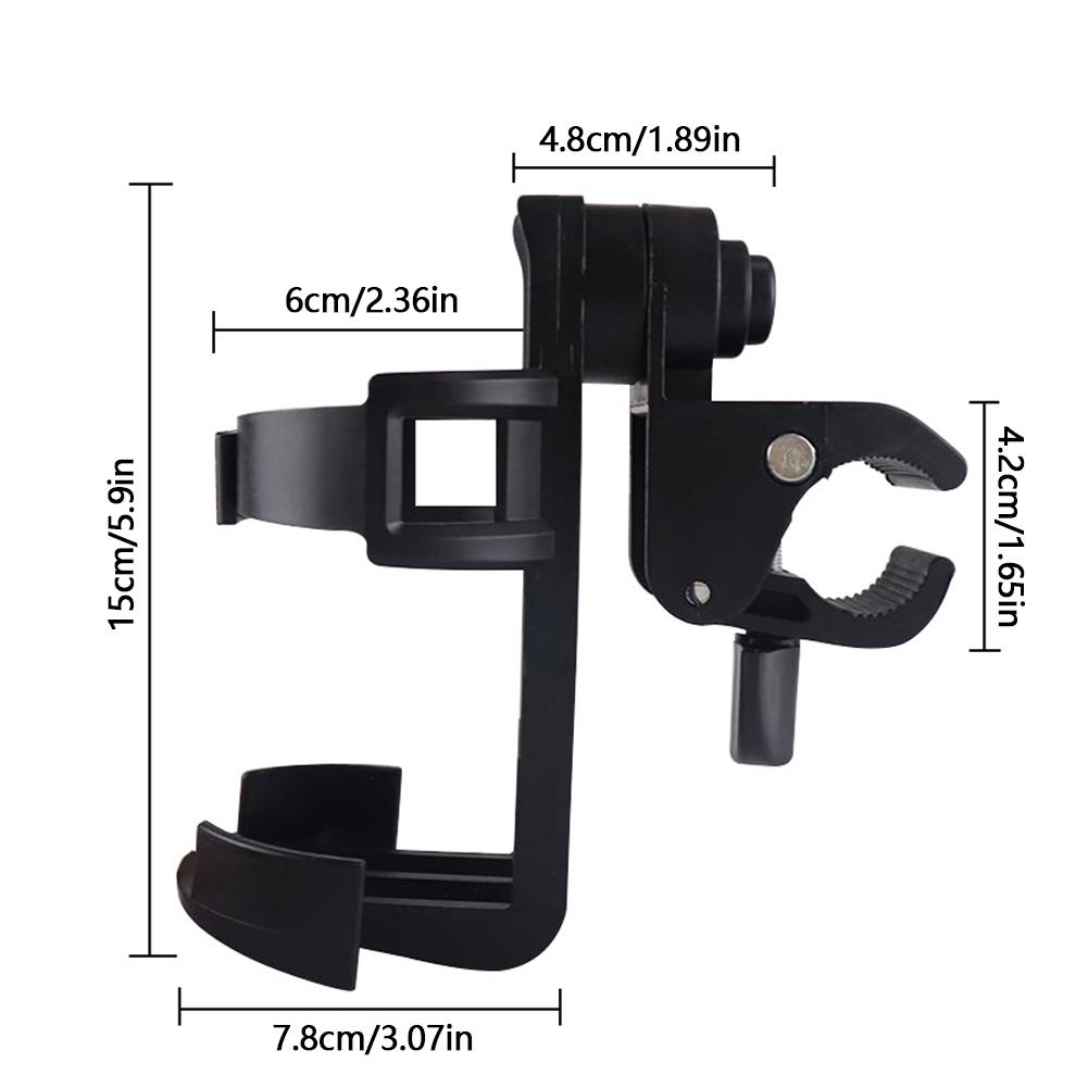 Blarkrus Universal Beverage Cup Holder for Wheelchair Walker Rollator Bike Stroller, 360° Rotatable ABS Drink Holder with Adjustable Clamp for Bottle
