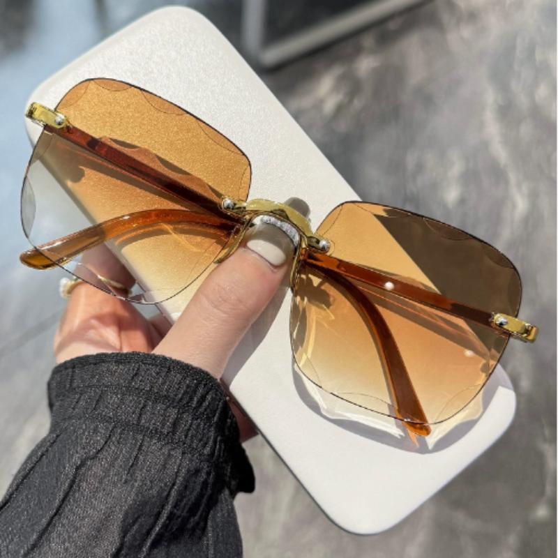 Quality Square-shaped Sun Glasses Woman Stylish Rimless Gradient Sun Glasses Brand Designer Sun Glasses for Ladies