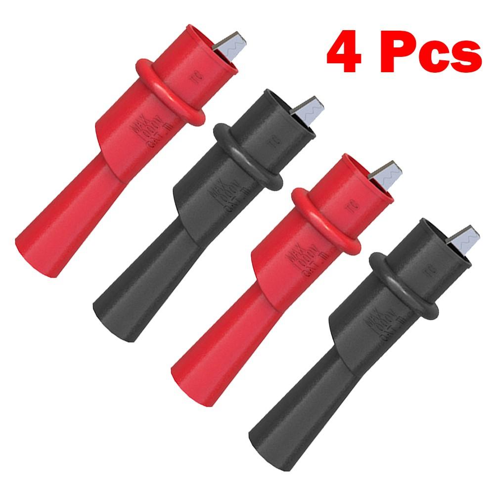 4pcs Multimeter Push On For Alligator Clip Insulated Crocodile Clamp for Electrical
