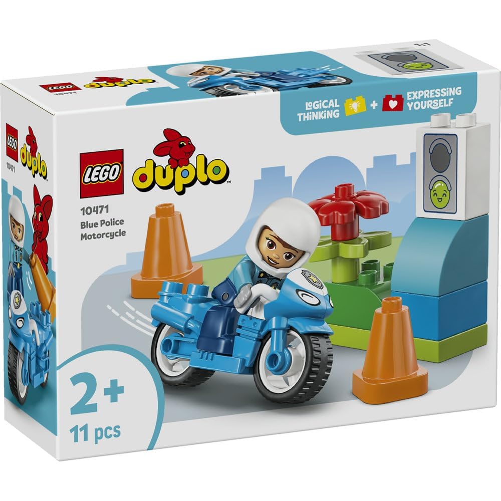 LEGO Duplo Blue Police Bike Toy for Kids 1.5 to 4 Years Educational Building Blocks Vehicle
