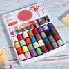 64 Rolls Portable Sewing Box Thread Spools Scissor Needles Accessories Set for Hand Stitching Embroidery Craft