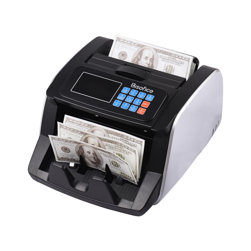 Bisofice Money Counter Machine Counterfeit Bill Detector Automatic Money Detection Top Loading Bill