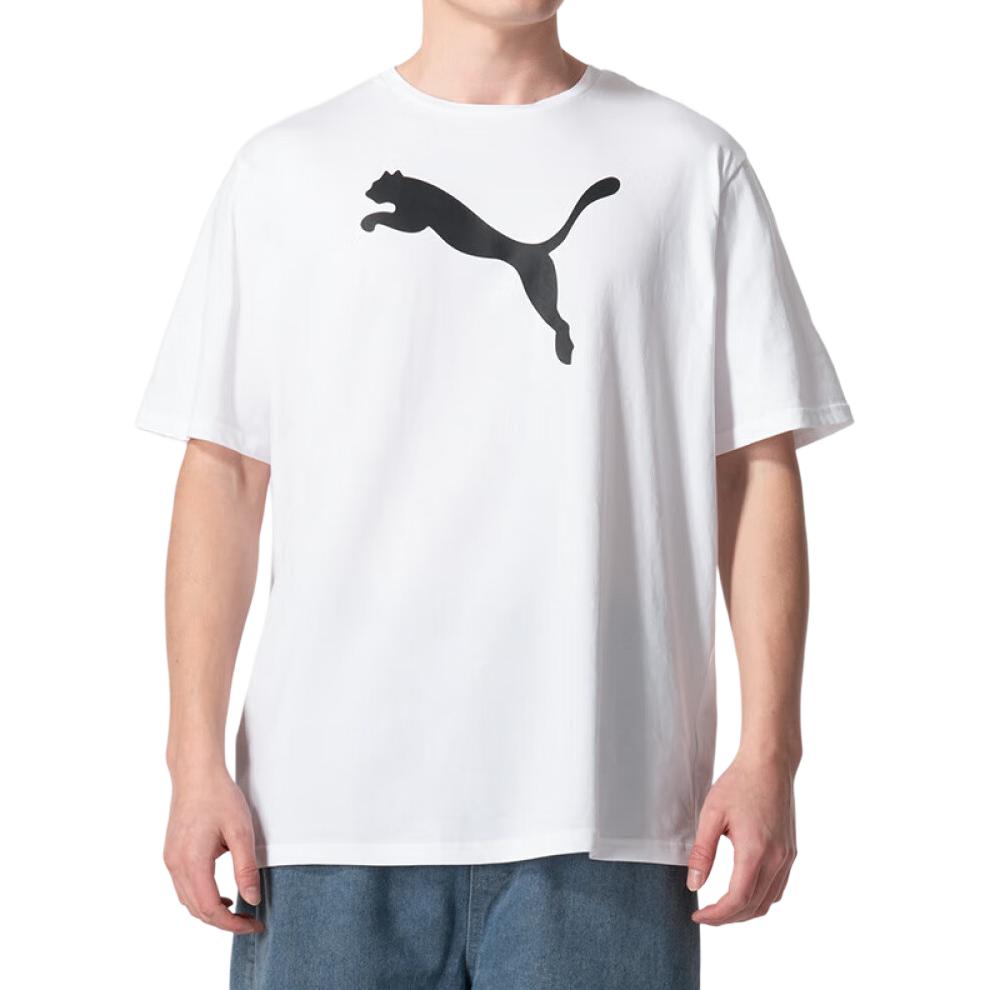 Puma Футболка Teamrise с логотипом и принтом в американском винтажном стиле, дышащая, прямого кроя, с круглым вырезом и коротким рукавом, мужская, белая 658705-04
