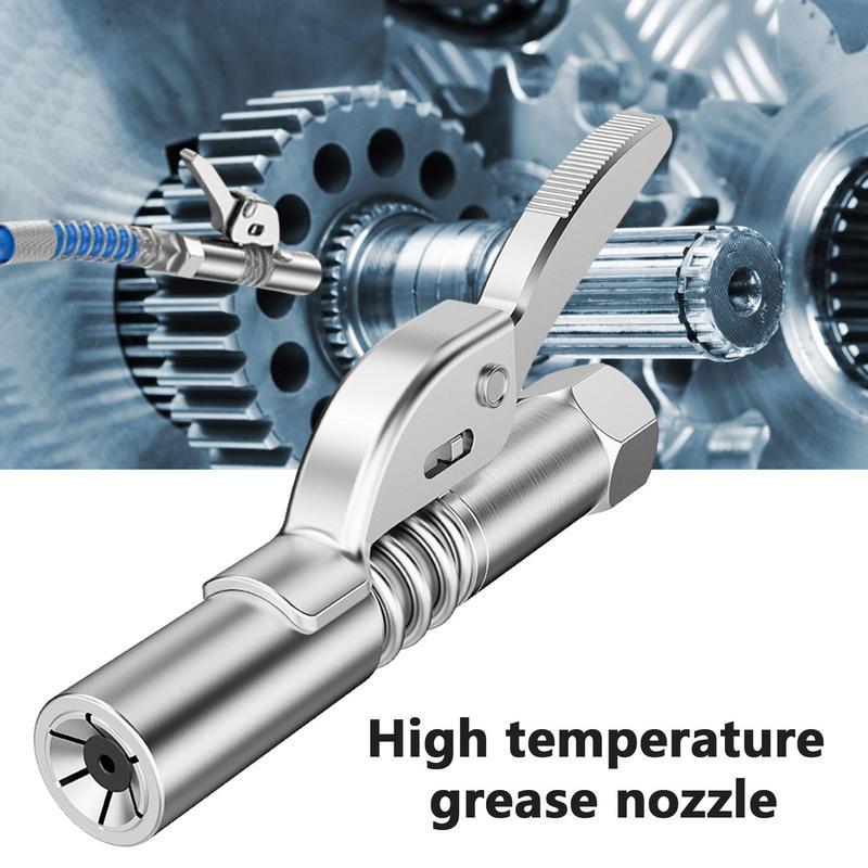 Grease Coupler Quick Lock Nozzle Heavy Duty High Pressure Double Handle Gear Grease Coupler No Oil Leakage Upgraded Version