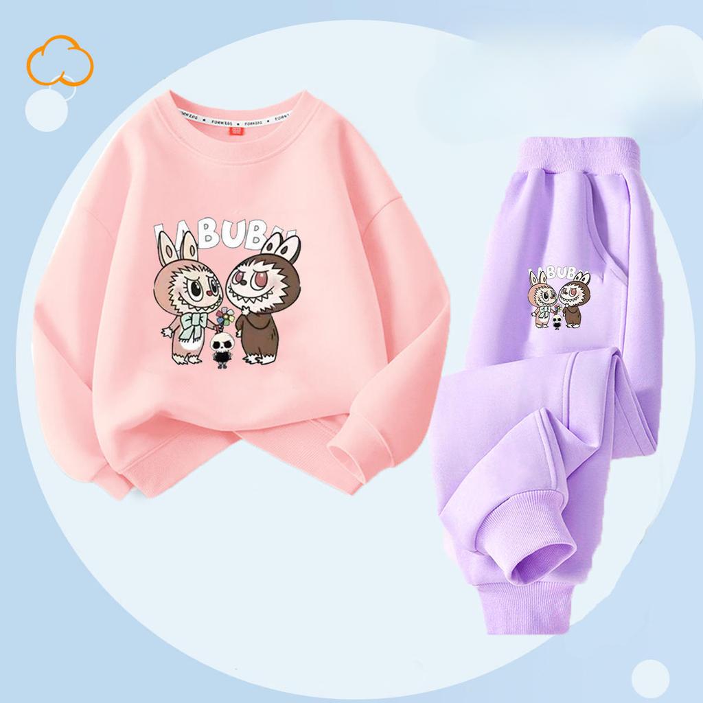 Весенне-осенний детский модный комплект с принтом букета: леггинсы и топ с круглым вырезом для девочек