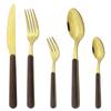 5Pcs Wooden Handle Dinnerware Stainless Steel Mirror Cutlery Set Western Knife Fork Spoon Silverware Tableware Set
