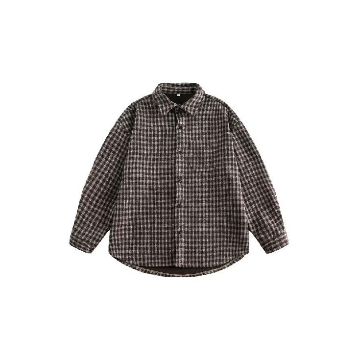 Свободная рубашка в клетку в японском стиле, мужская и женская, модная брендовая рубашка на весну и осень, универсальная рубашка для пары, повседневное пальто с длинным рукавом Pu Shuai