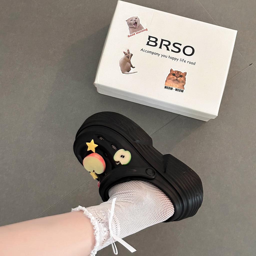 [BRSO] Thick-soled Bag Head Cool Slippers Women's Outer Wear 2025 Summer New Versatile Soft-soled Breathable Hole Shoes