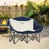 Folding Chair Foldable 2-Seater Camping Chair with Drink Holder Carry Bag Holds up to 250kg Blue