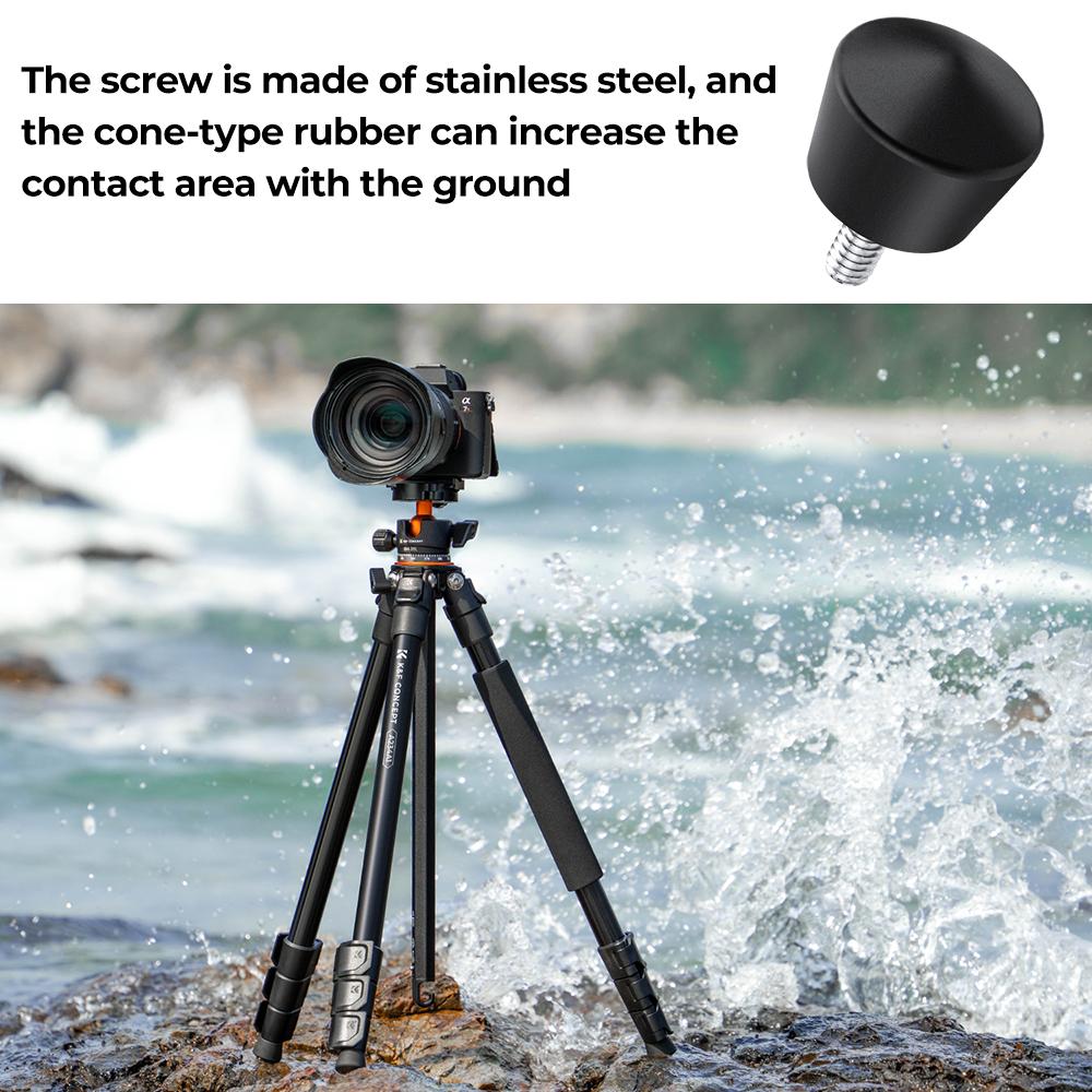 K&F CONCEPT 3Pcs Tripod Foot Spikes Set 1/4 Inch Thread Rubber Anti-Slip Tripod Monopod Legs Feet Replacement Parts