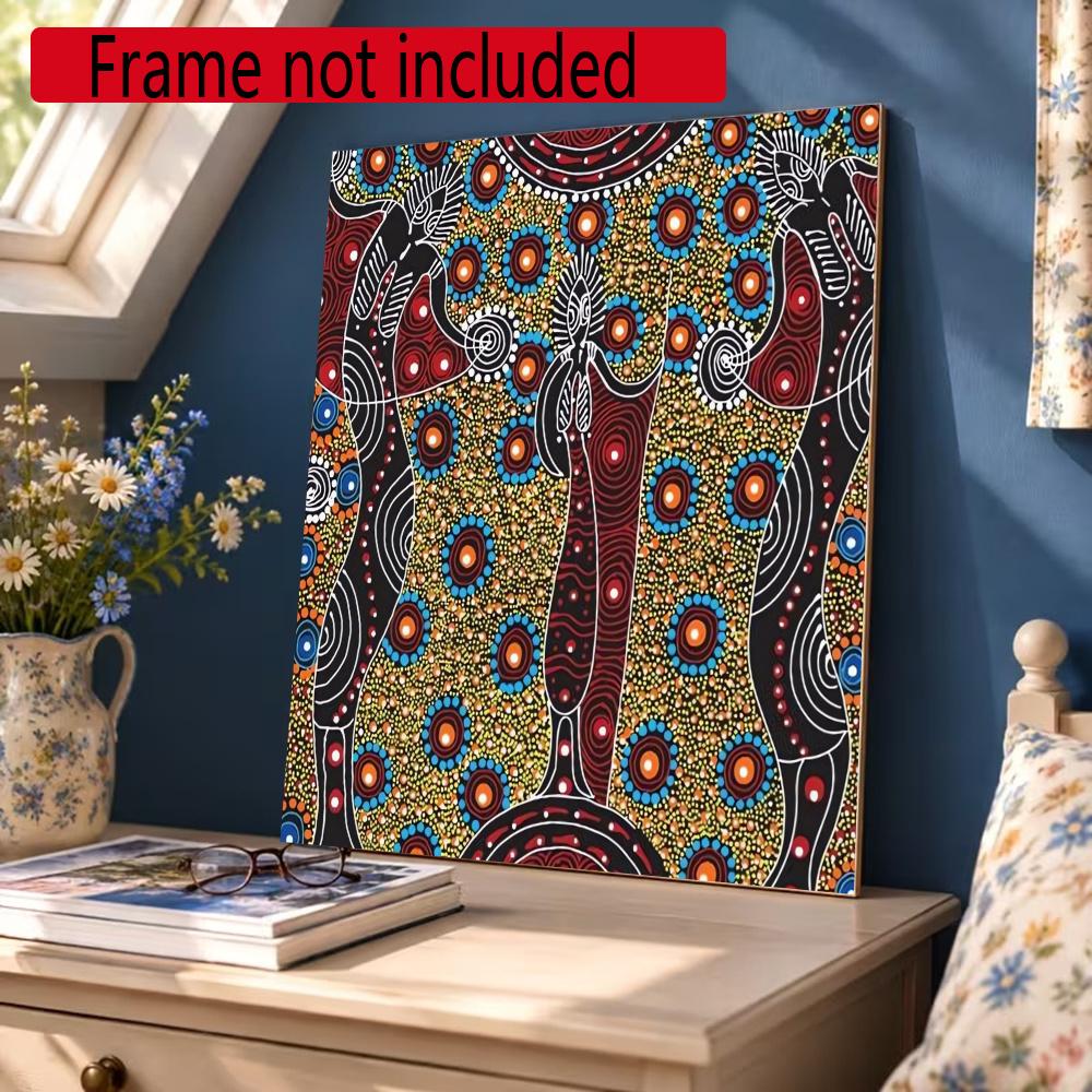 Australian Aboriginal Style 5D Round Diamond Painting Kit Diamond Embroidery Painting Rhinestones Mosaic Frameless Handwork Decoration Arts
