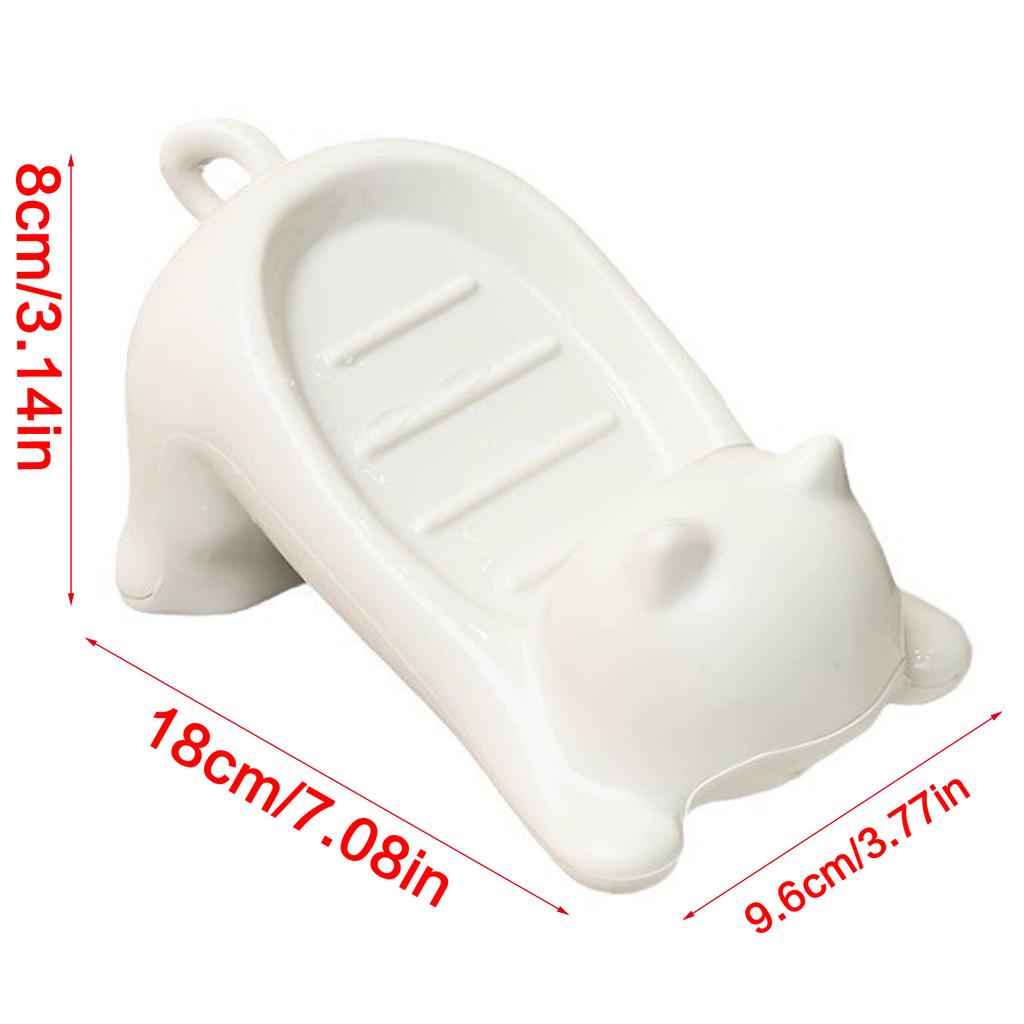 Самосливной держатель для мыла Милые дизайны кошек Пластиковая мыльница Сохраняет мыло сухим и без плесени для ванной комнаты и кухни