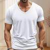 Мужская летняя футболка с короткими рукавами и V-образным вырезом, однотонная, быстросохнущая, свободная, средней длины, топ для занятий спортом, офиса, свиданий